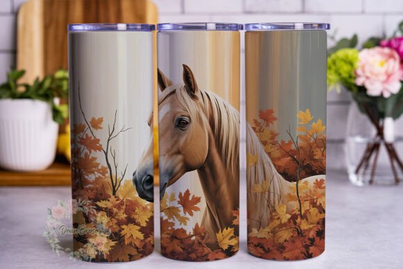 Autumn Horse Leaves 20oz Tumbler Wrap