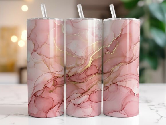 Blush Pink Marble Gold Vein Tumbler Wrap