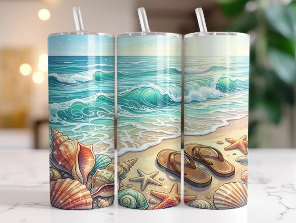 Coastal Flip Flops Shell Beach Tumbler Design Review