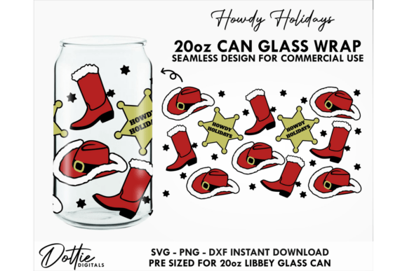Cowboy Christmas 20oz Glass Can Wrap SVG Review