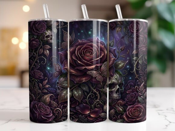 Dark Gothic Rose Skull 20oz Tumbler Wrap Review