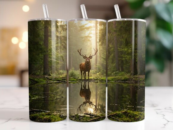 Deer Reflection 20 Oz Tumbler Wrap PNG Review