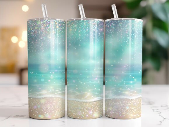 Dreamy Coastal Glitter Shoreline Tumbler Review