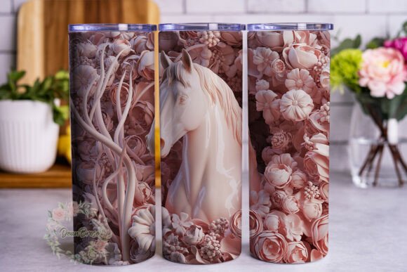 Elegant Horse Pink Floral 20oz Tumbler W