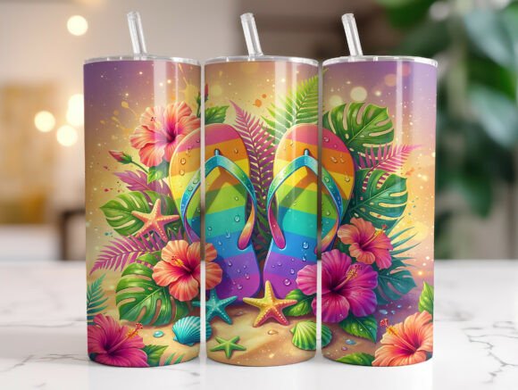 Flip Flops Tropical Hibiscus Tumbler PNG