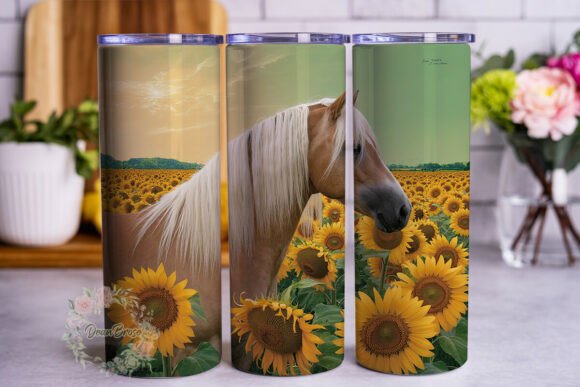 Horse Sunflower Field 20oz Tumbler Wrap
