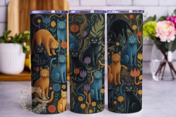 Mystical Cats Floral 20oz Tumbler Wrap