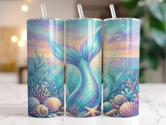 Ocean Mermaid Tail Seashell Tumbler Wrap: A Designer's Review