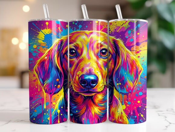 Review: Colorful Dachshund Paint Splash Tumbler Design