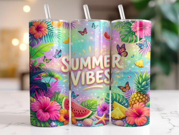 Review: Colorful Tropical Summer Vibes Tumbler Design