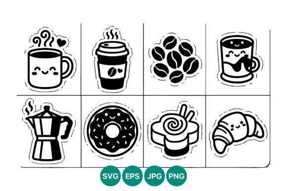 Review: Kawaii Coffee Cup Donut Sushi Line Art for Embroidery