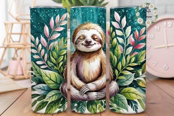 Review: Peaceful Sloth Floral Glitter Tumbler Design