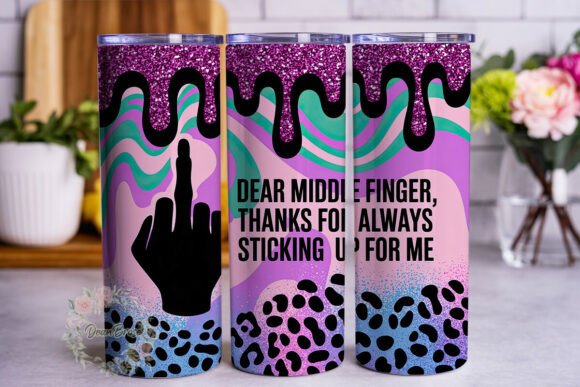 Sassy Skeleton Hand Glitter 20oz Tumbler