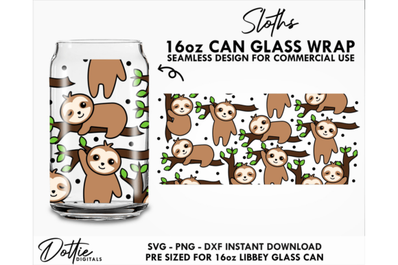 Sloths 16oz Glass Can Wrap SVG: A Designer's Review
