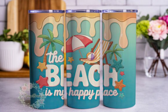 Summer Beach Happy Place 20oz Tumbler Wr