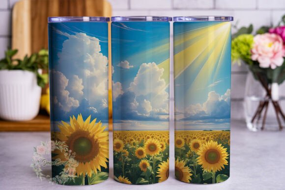 Sunflower Field Sky 20oz Tumbler Wrap